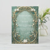  Gold Arch Bloemen Huwelijksuitnodiging Kaart (Staand voorkant)