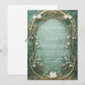  Gold Arch Bloemen Huwelijksuitnodiging Kaart (Voorkant / Achterkant)