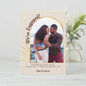 Gold Arch Engaged Photo Champagne Verloving Aankondiging (Staand voorkant)