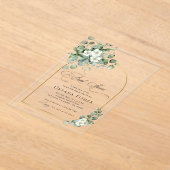 Gold Arch & Eucalyptus Transparant Vrijgezellenfee Acryl Uitnodigingen (Laagn)