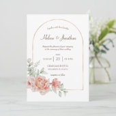 Gold Arch Floral Waterverf Pastel Boho Wedding Kaart (Staand voorkant)