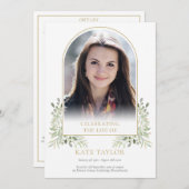 Gold Arch Foliage Funeral Order of Service Program Programmakaart (Voorkant / Achterkant)