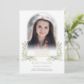 Gold Arch Foliage Funeral Order of Service Program Programmakaart (Staand voorkant)