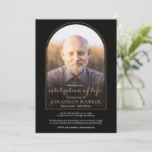 Gold Arch Foto Celebration of Life Funeral Kaart (Staand voorkant)