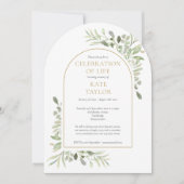 Gold Arch Greenery begrafenis viering van het leve Kaart (Voorkant)