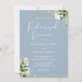 Gold Arch Greenery Dusty Blue Repetitie Diner Kaart (Voorkant)