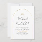 Gold Arch Lijst & Elegant Typography Photo Wedding Kaart (Voorkant)