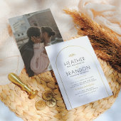 Gold Arch Lijst & Elegant Typography Photo Wedding Kaart