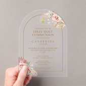 Gold Arch Pampas Grass Bloemen Eerste Heilige Comm Acryl Uitnodigingen (Insitu (Draagbaar))