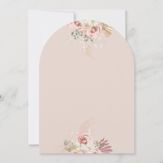 Gold Arch Pampas Grass Bloemen Eerste Heilige Comm Kaart (Achterkant)