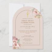 Gold Arch Pampas Grass Bloemen Eerste Heilige Comm Kaart (Voorkant)