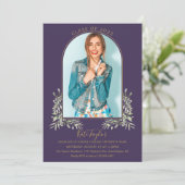 Gold Arch Photo Paars Foliage Afstuderen Kaart (Staand voorkant)