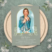 Gold Arch Photo Sage Green Foliage Afstuderen Kaart