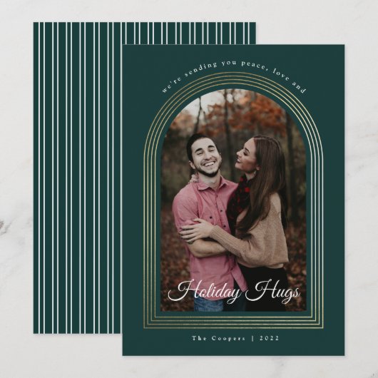 Gold Arch script, kerstfoto Feestdagenkaart (Voorkant / Achterkant)