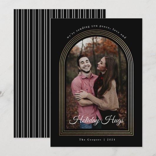 Gold Arch script, kerstfoto Feestdagenkaart (Voorkant / Achterkant)