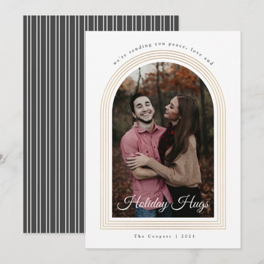 Gold Arch script, kerstfoto Feestdagenkaart (Voorkant / Achterkant)