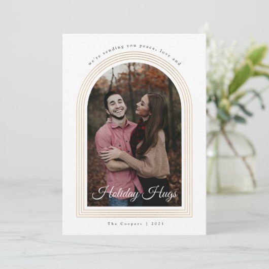 Gold Arch script, kerstfoto Feestdagenkaart (Staand voorkant)