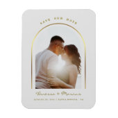 Gold Arched Lijst Wedding Photo Save the Date Magneet (Verticaal)