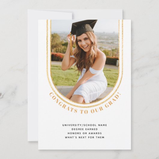 Gold Arches Foto-Afstuderen Aankondiging (Achterkant)