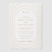 Gold Arches Monogram Trouwbedekking Vellum Uitnodigingen (Voorkant)