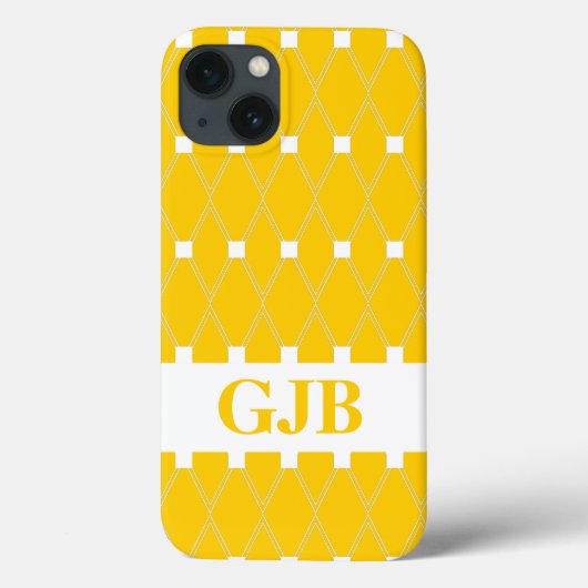 Gold Argyle Lattice met monogram Case-Mate iPhone Case (Achterkant)