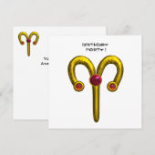 GOLD ARIES ZODIAC BIRTHAY JEWEL Ruby Red White Aankondiging (Voorkant / Achterkant)