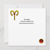 GOLD ARIES ZODIAC BIRTHAY JEWEL Ruby Red White Aankondiging (Achterkant)