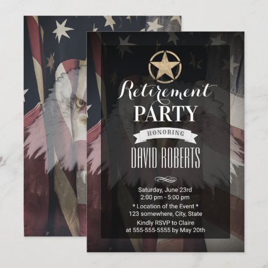 Gold Army Star Verenigde Staten Vlag Militaire Ret Kaart (Voorkant / Achterkant)