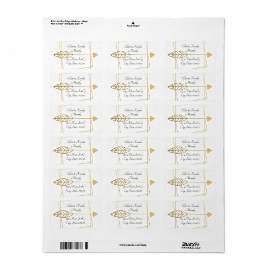 Gold Arrow en Geometric Persoonlijk adres Etiket (Full Sheet)