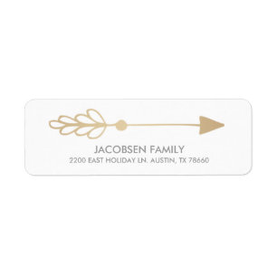Gold Arrow-kerstkaartjes retourneren adreslabels Etiket