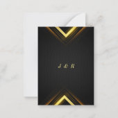 Gold Arrows Modern Golden Black Wedding Invitation Notitiekaartje (Achterkant)