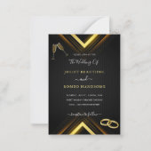 Gold Arrows Modern Golden Black Wedding Invitation Notitiekaartje (Voorkant)