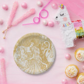 Gold Art  damestrekkende  apen Papieren Bordje (Feest)