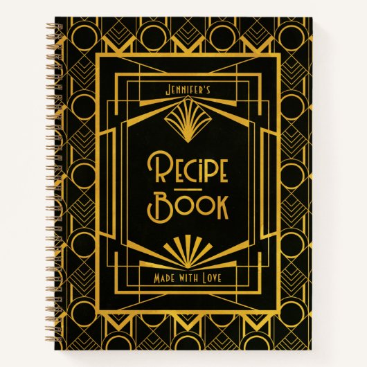Gold Art Deco 1920s Stijlrecipe Boek (Voorkant)
