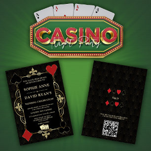 Gold Art Deco 20s Casino Vegas Poker Wedding Kaart