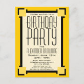Gold Art Deco Birthday Party Invitation Briefkaart (Voorkant)
