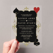 Gold Art Deco Casino Las Vegas Poker Wedding Acryl Uitnodigingen (Insitu (Draagbaar))
