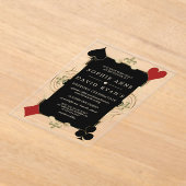 Gold Art Deco Casino Las Vegas Poker Wedding Acryl Uitnodigingen (Laagn)