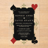 Gold Art Deco Casino Las Vegas Poker Wedding Acryl Uitnodigingen (Voorkant)