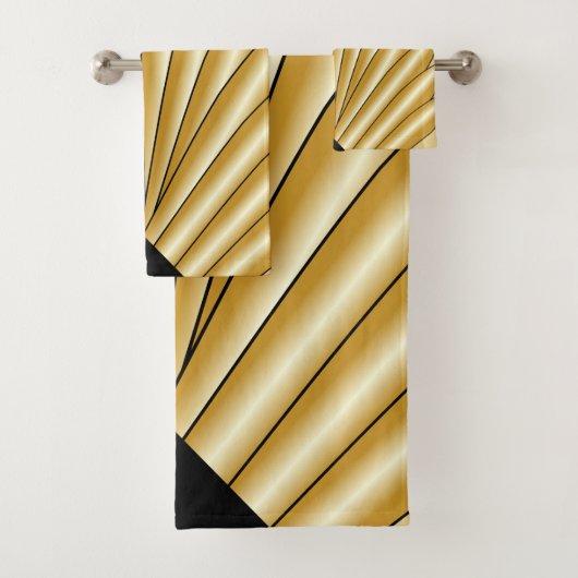 Gold Art Deco Design Bad Handdoek (Insitu)