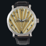 Gold Art Deco Design Horloge<br><div class="desc">Wrist watch art deco design. You can customise this watch with any text of your choice. Should you require any help with customising then contact us through the message link on this page. Art deco design wrist watch</div>