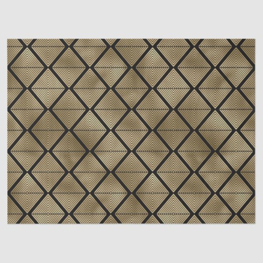 Gold Art Deco Diamonds op zwarte ontkoppeling Tissuepapier (Voorkant)