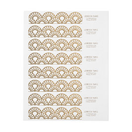 Gold Art Deco Fan Envelop Adres Wrap Label