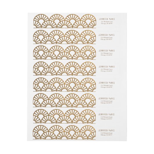 Gold Art Deco Fan Envelop Adres Wrap Label (Vel)