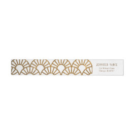 Gold Art Deco Fan Envelop Adres Wrap Label