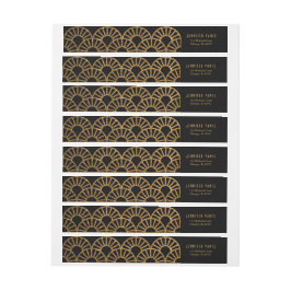 Gold Art Deco Fan Envelop Adres Wrap Label