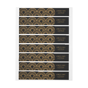 Gold Art Deco Fan Envelop Adres Wrap Label