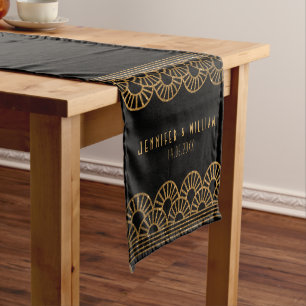 Gold Art Deco Fan Gatsby Wedding Table Runner Korte Tafelloper