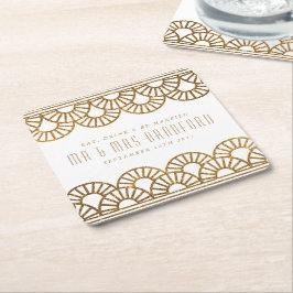 Gold Art Deco Fan Wedding and Celebration Onderzet Kartonnen Onderzetters