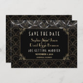  Gold Art Deco Fleur-de-lis Save the Date (Voorkant / Achterkant)